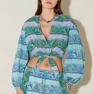NWT Boteh Fraiche Tie Front Top